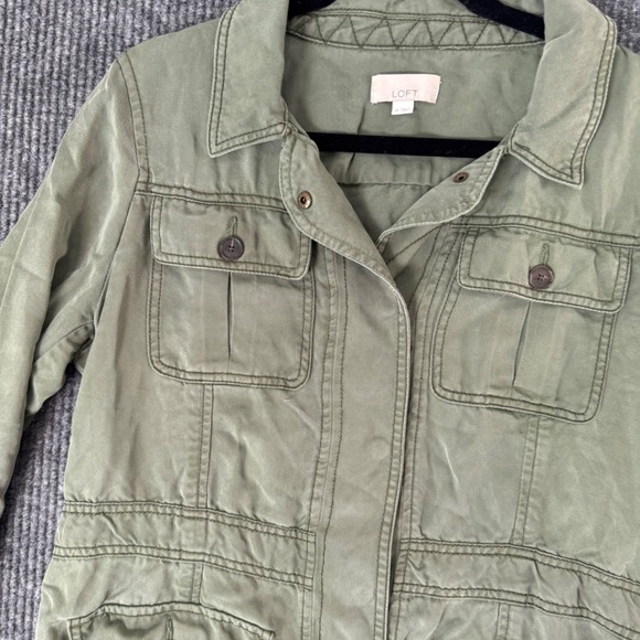 LOFT Womens M Olive Green Military Utility Jacket Pockets Gorpcore Streetwear - Picture 1 of 11